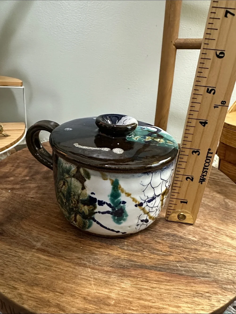 Handmade Art Pottery Mug Vented Lidded Coffee Tea Artist Signed